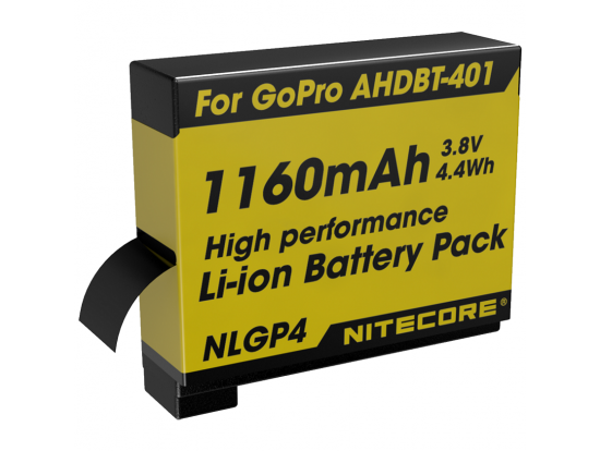 Аккумулятор литиевый Li-Ion Nitecore NLGP4 для GoPro AHDBT-402 3.7V (1160mAh)